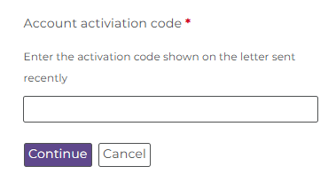 Enter your Account Activation Code