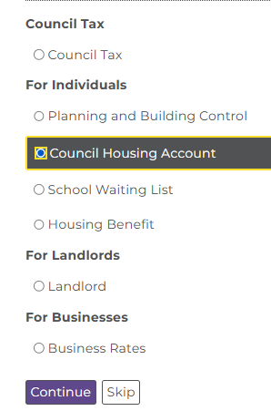 Select Council Housing Account