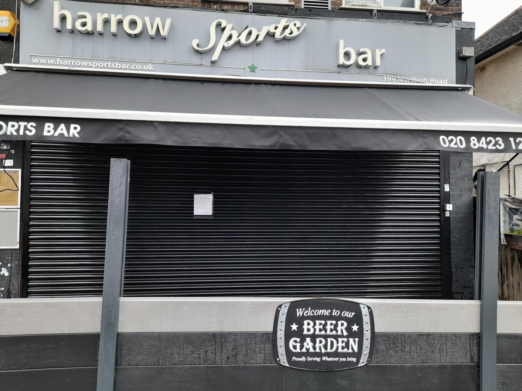 Harrow sports bar closed