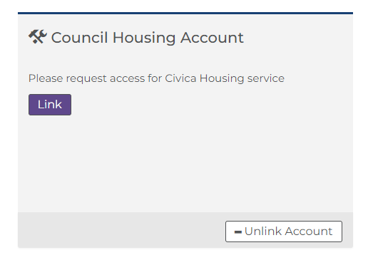 Housing Link account screenshot
