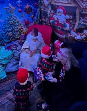 Children with santa and Cllr Janet Mote